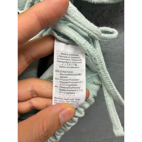 Madewell Texture & Thread Top Women’s Mint Green Off Shoulder Button Front M - Picture 6 of 9